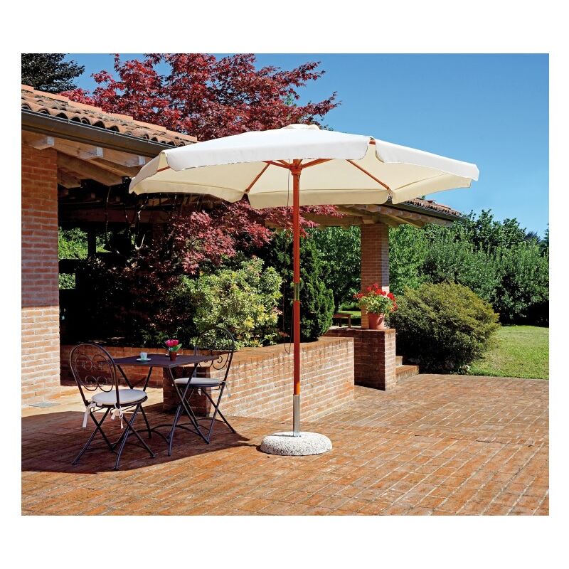 foto del prodotto ombrellone rotondo 2,85 cm standard in legno teak e telo di copertura ecr subiaco