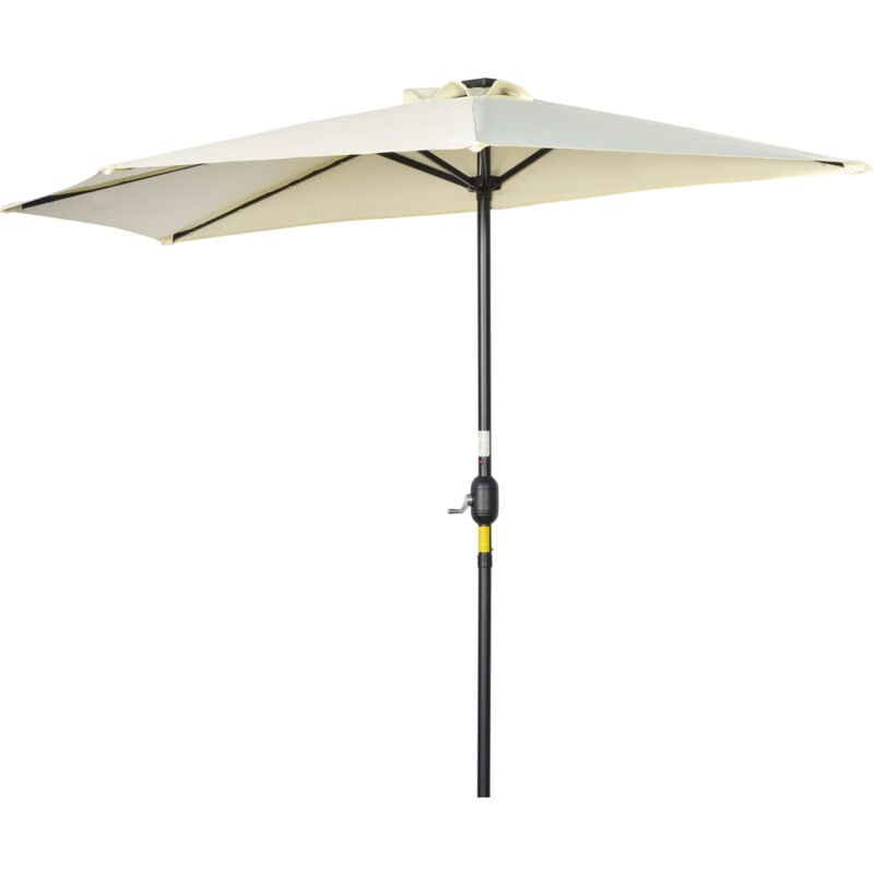 foto del prodotto ombrellone semicircolare con manovella, 20 led a energia solare beige outsunny