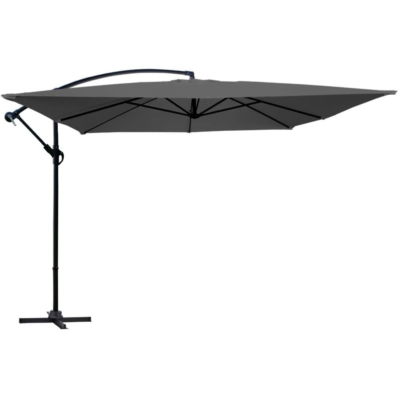 foto del prodotto ombrellone sporgente quadrato 3x3m in alluminio grigio antracite