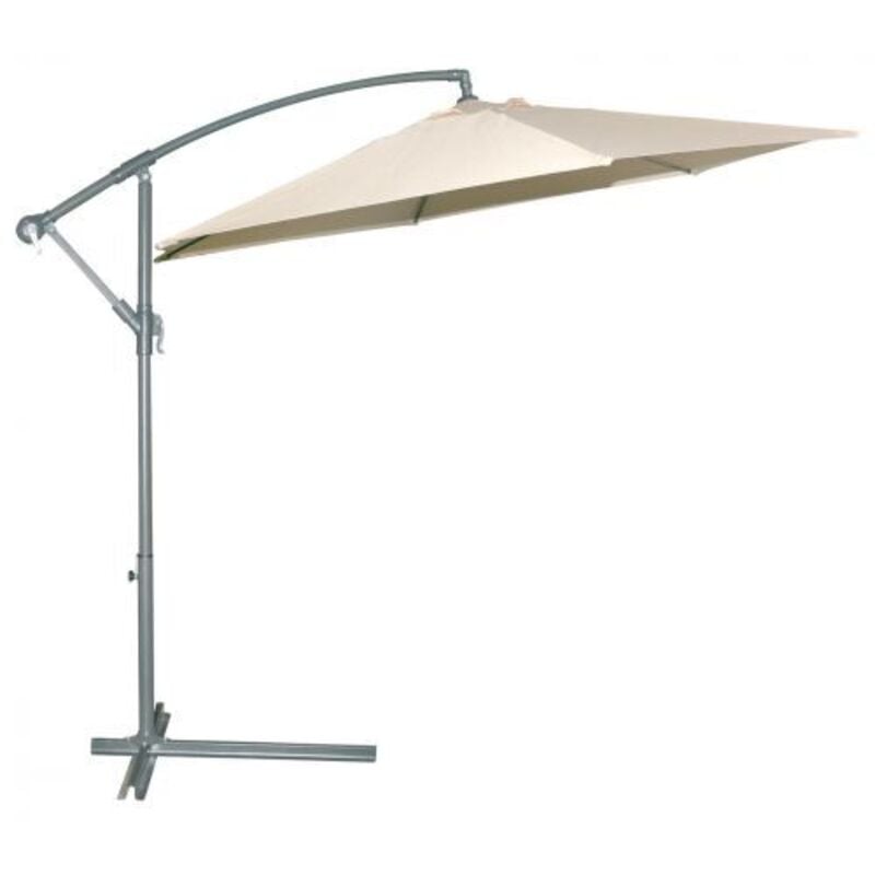 foto del prodotto ombrellone tondo decentrato in metallo con manovella cm.300 palo mm.48 a 6 stecche colore beige