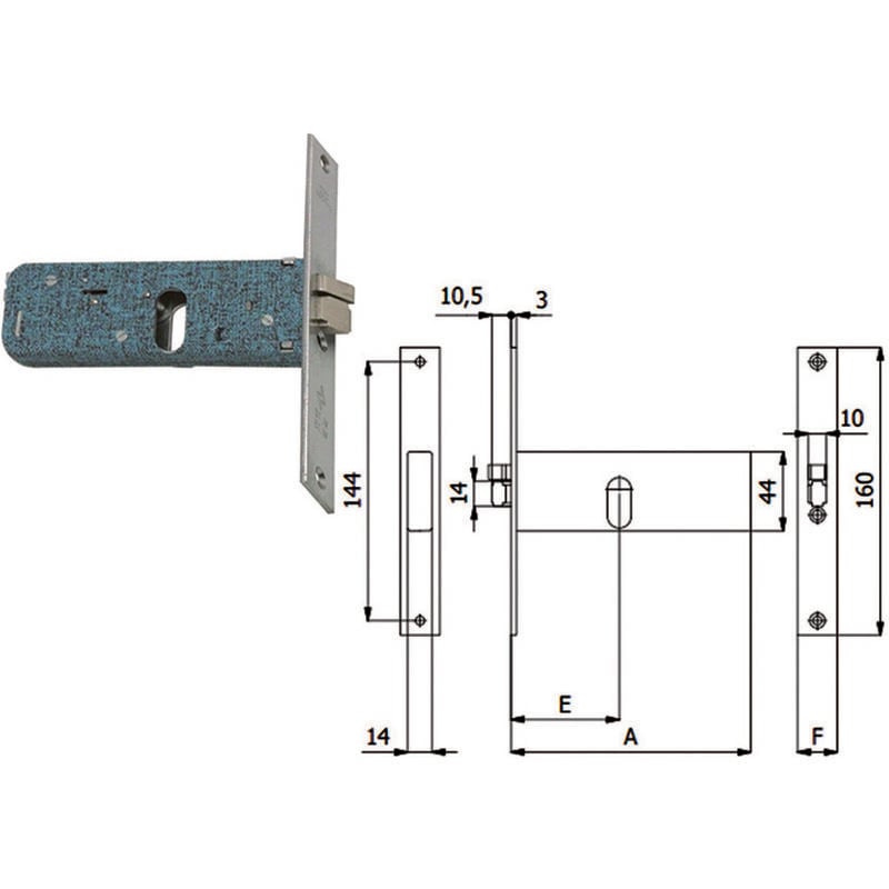 immagine 0 del prodotto omec elettroserratura da infilare per fasce mm.44 h 399 mm.60 sx 399 