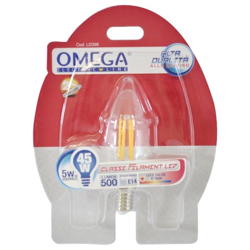 foto del prodotto omega lampadina a filamento candela c35 5w e14 3000k
