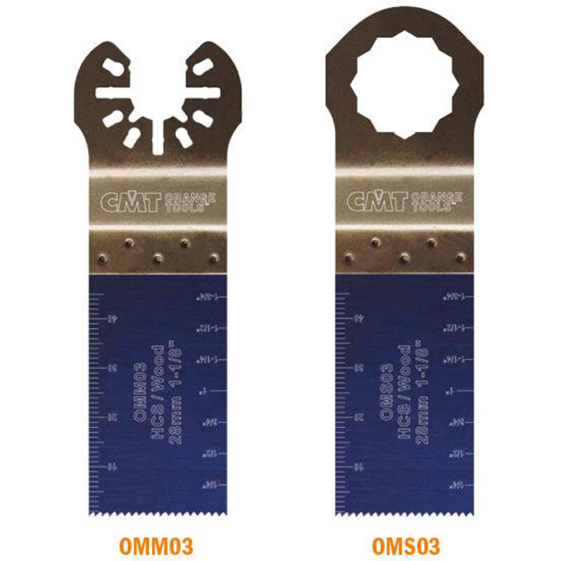 foto del prodotto omm03 x1 lama taglio dal pieno e rifilatura per legno 28 mm, attacco universale, grigio blu cmt