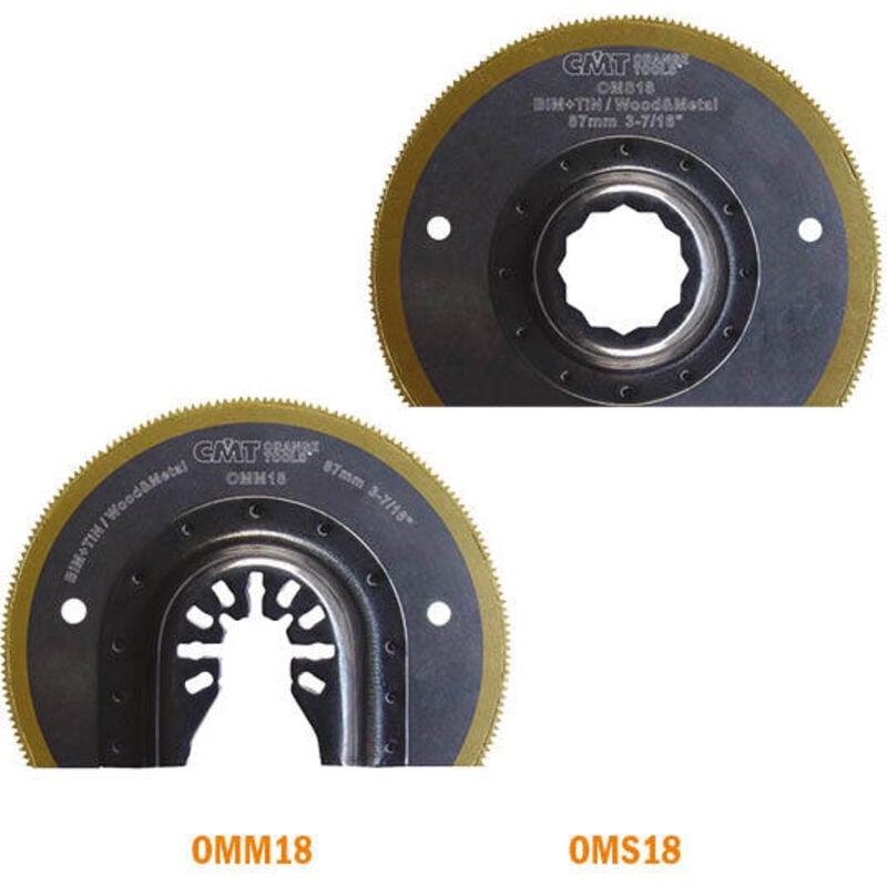 foto del prodotto omm18 x1 lama a segmenti taglio legno metallo bim tin d 87mm 20tpi u