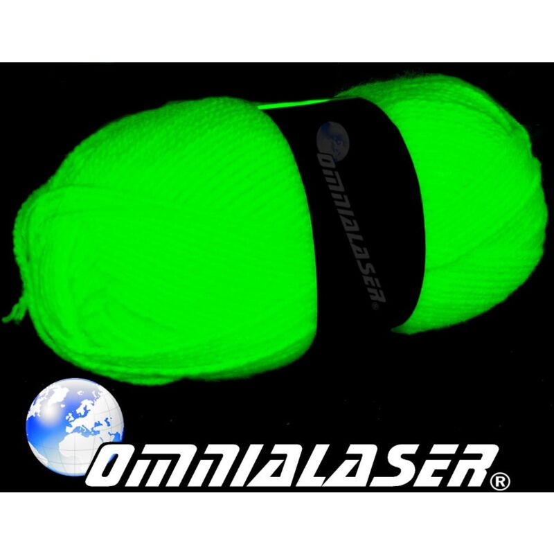 foto del prodotto omnialaser ol uvwoolgreen2 lana reagente alle luci di wood, uv, glow party gomitolo fluo, verde, 2 pezzi