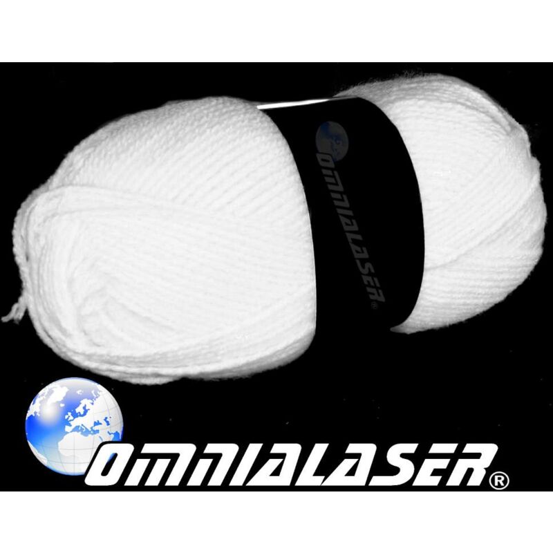 foto del prodotto omnialaser ol uvwoolwhite2 lana reagente alle luci di wood, uv, glow party gomitolo fluo, bianco, 2 pezzi