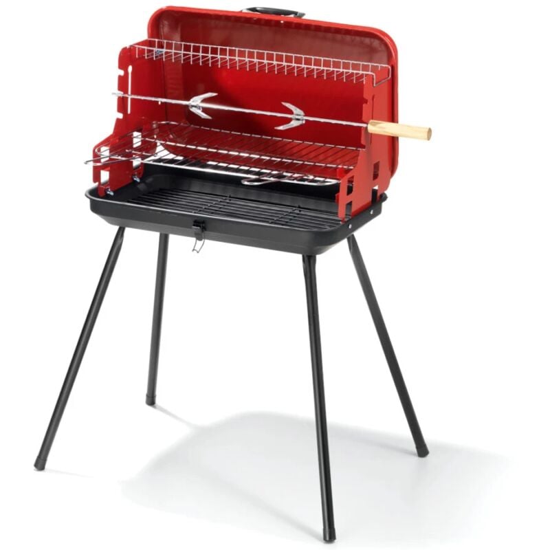 foto del prodotto ompagrill barbecue a carbone a valigetta con coperchio con griglia 28x46,5 cm