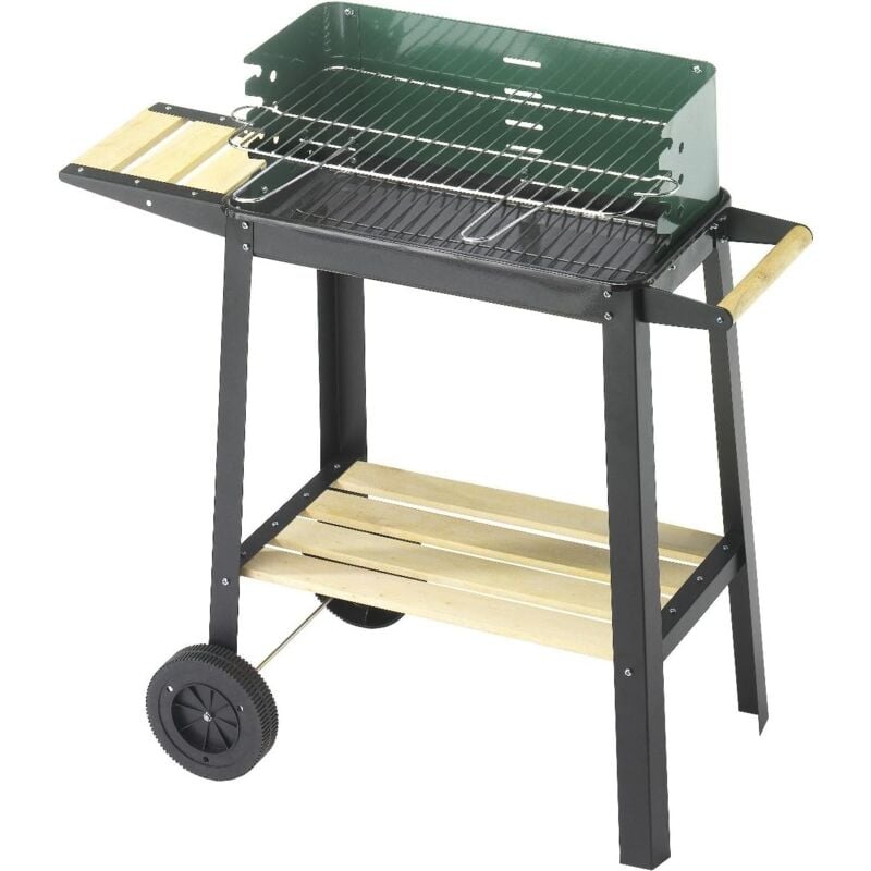 foto del prodotto ompagrill barbecue a carbonella con carello ripiano laterale e mensola inferiore