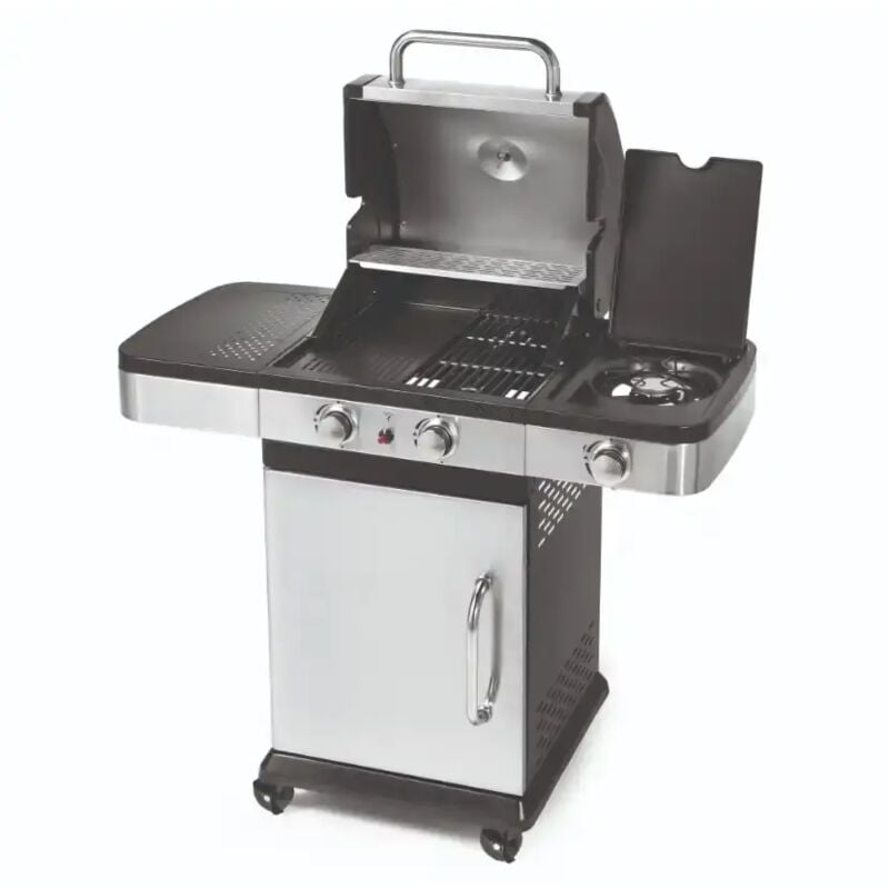 foto del prodotto ompagrill - barbecue a gas indianapolis 3 bruciatori 3 kw fornello laterale ruote
