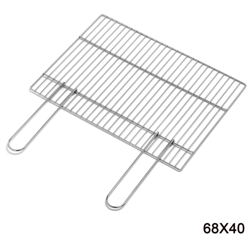 foto del prodotto ompagrill graticola tondino per barbecue in acciaio con manici richiudibili 68x40 cm