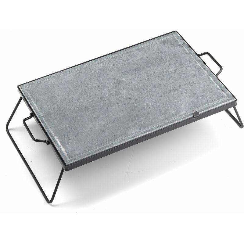 foto del prodotto ompagrill pietra ollare 40x60 cm con supporto pieghevole ds40 60 black