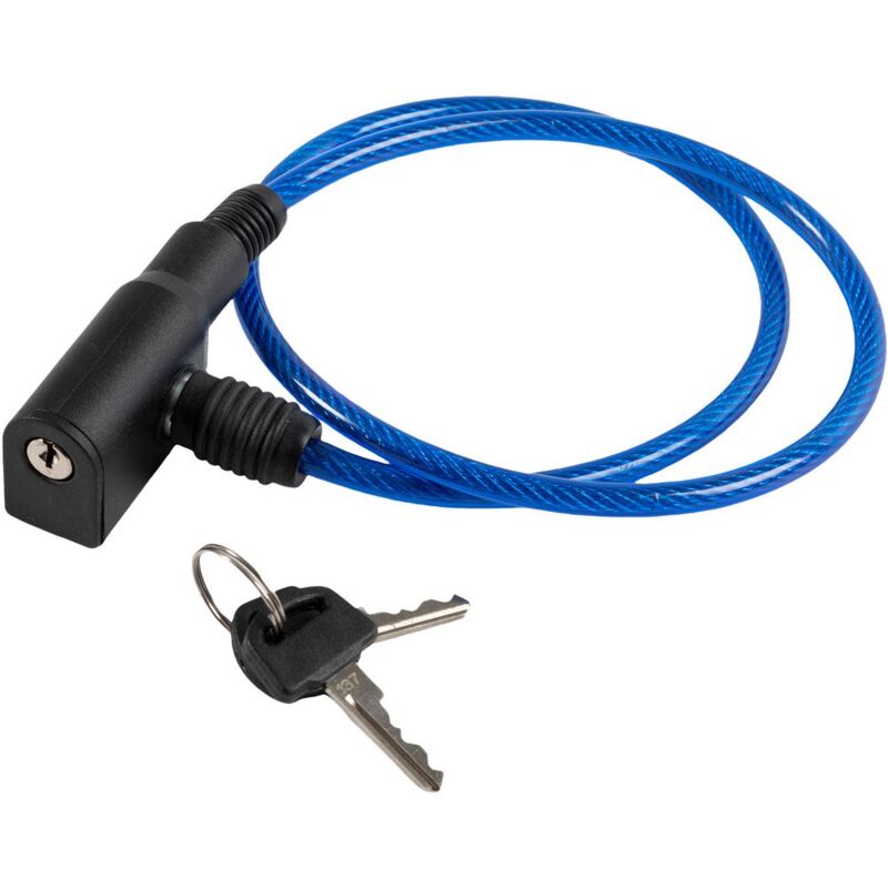 foto del prodotto on bike antifurto a cavo per bicicletta in acciaio blu rivestito in pvc dimetro 6 millimetri e lunghezza 650 millimetri con serratura