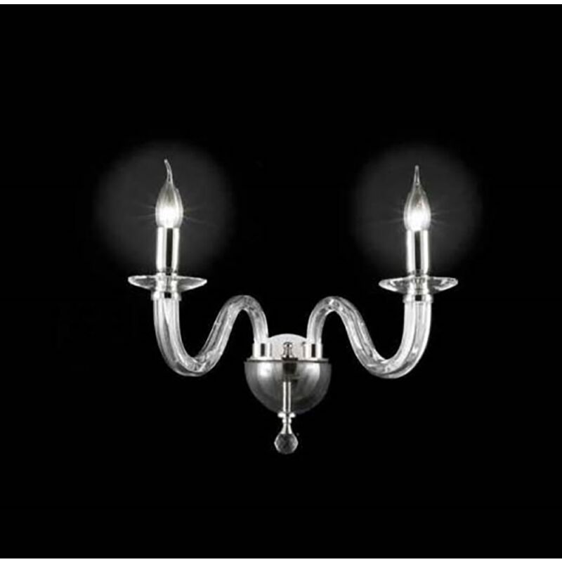 foto del prodotto ondaluce applique 37 cm ravel 2 luci in vetro lavorato a mano cromo
