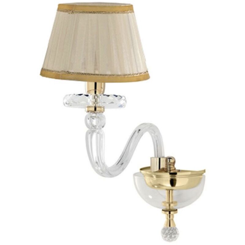 foto del prodotto ondaluce applique 38 cm bach con paralume in vetro trasparente 1 luce oro