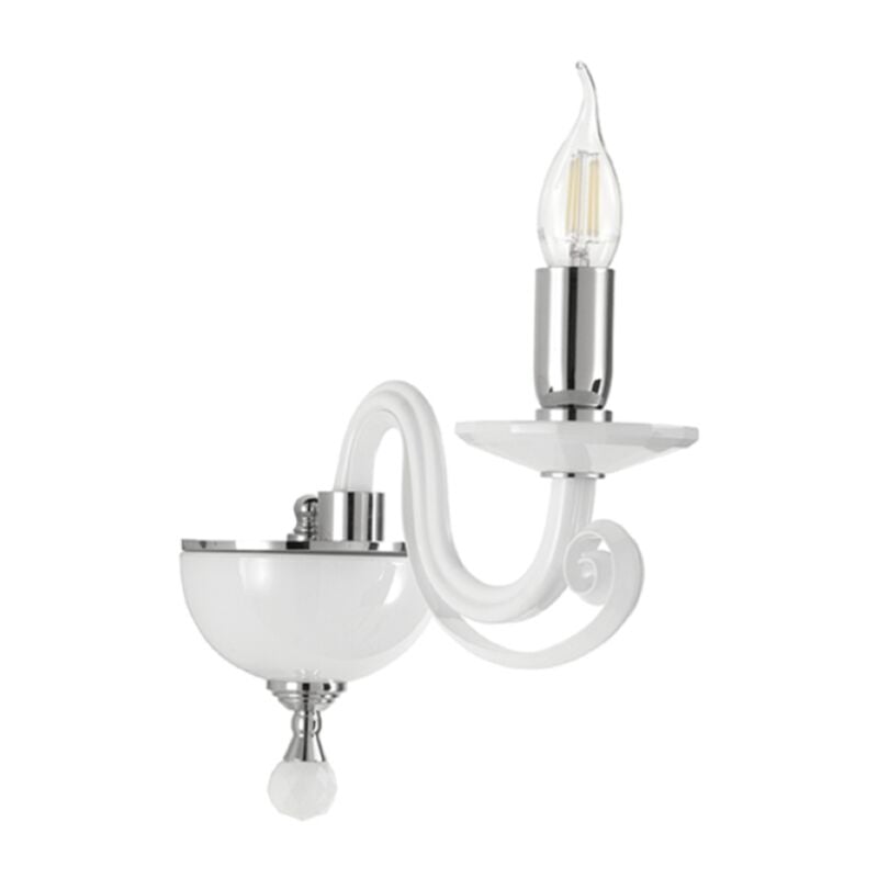 foto del prodotto ondaluce applique cherubini in vetro e cristallo ottico 1 luce bianco 12x22 cm