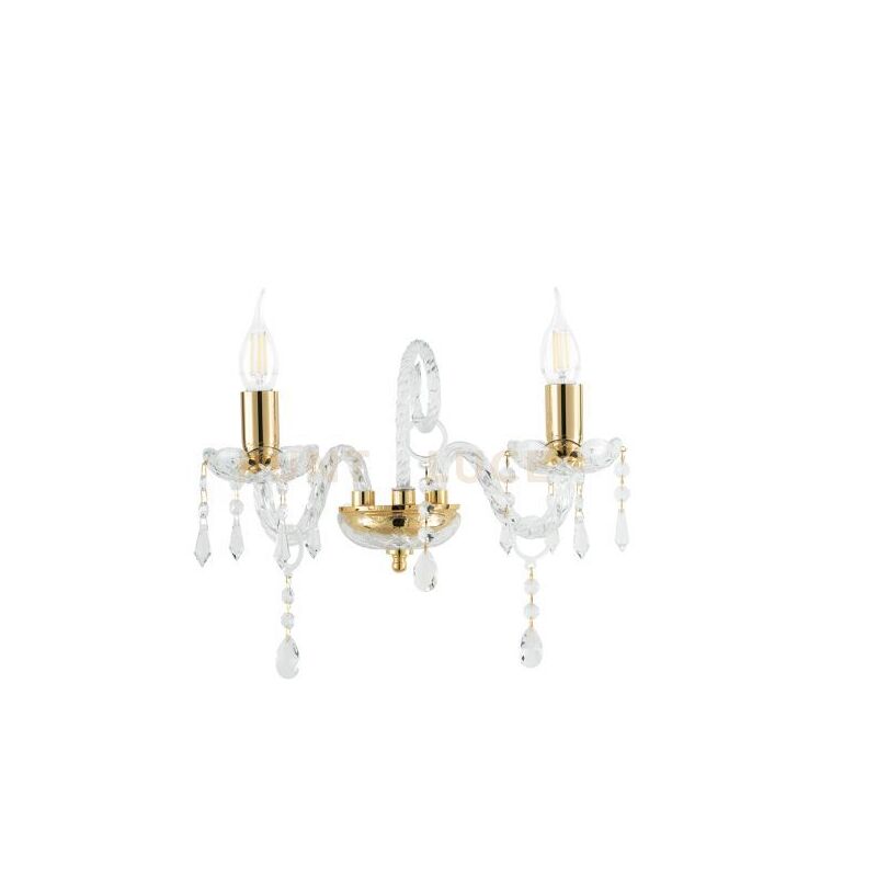 foto del prodotto ondaluce applique in vetro e cristallo maria teresa oro 2 luci ap.mt 2t4