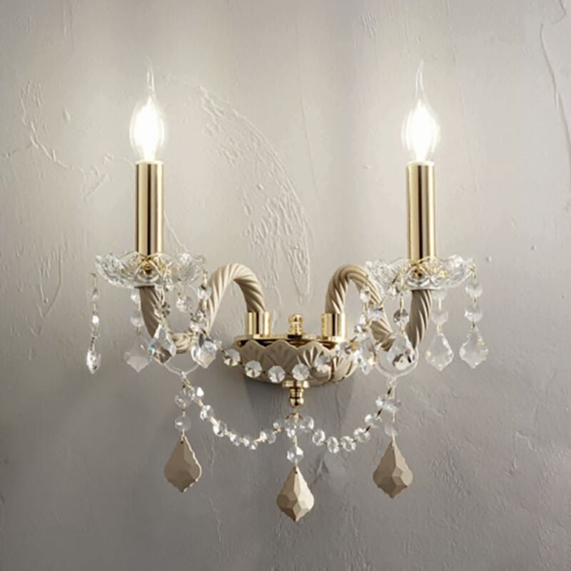foto del prodotto ondaluce applique opera 37 cm a 2 luci in vetro lavorato a mano tortora