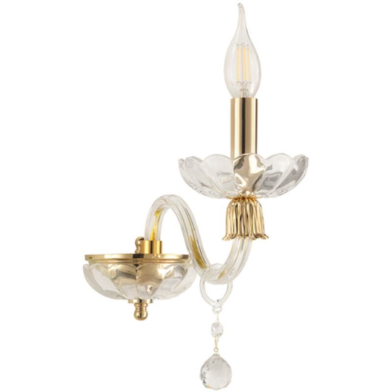 foto del prodotto ondaluce applique roxanne in vetro soffiato 12x28 cm 1 luce oro