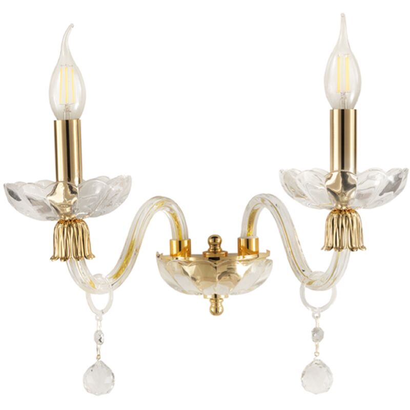 foto del prodotto ondaluce applique roxanne in vetro soffiato 30x20 cm 2 luci oro