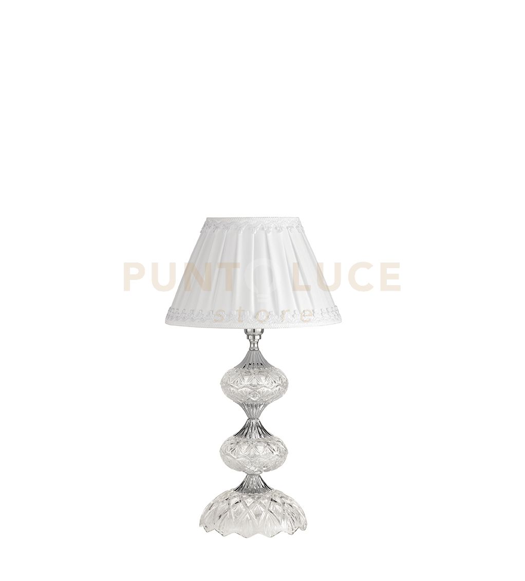 foto del prodotto ondaluce dallas lume piccolo cromo e cristallo con paralume d.25cm 1 luce attacco e14