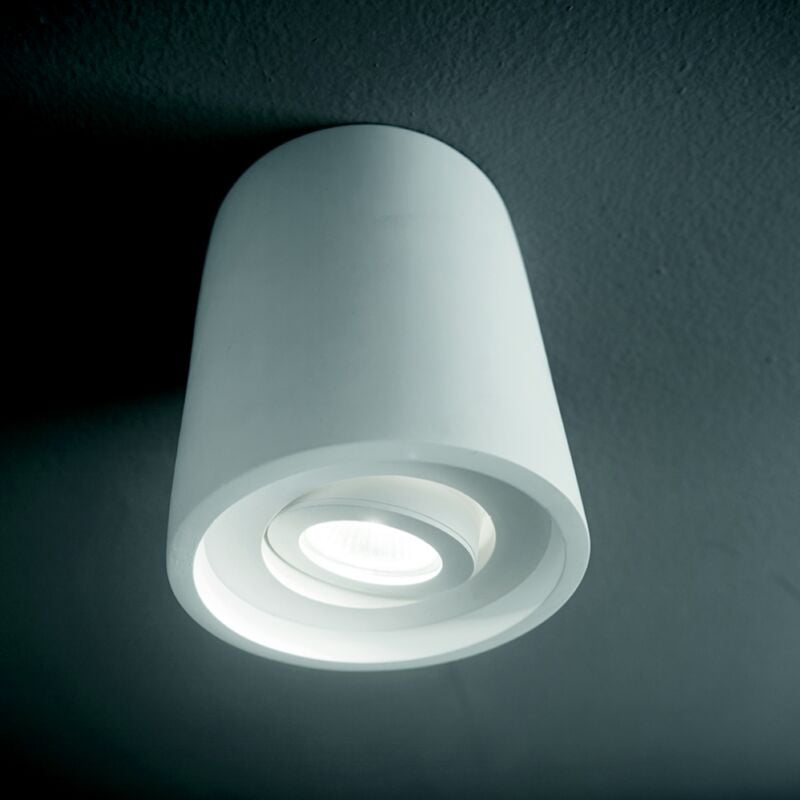 foto del prodotto ondaluce faretto da soffitto rotonda in gesso verniciato bianco polka 13x16 cm