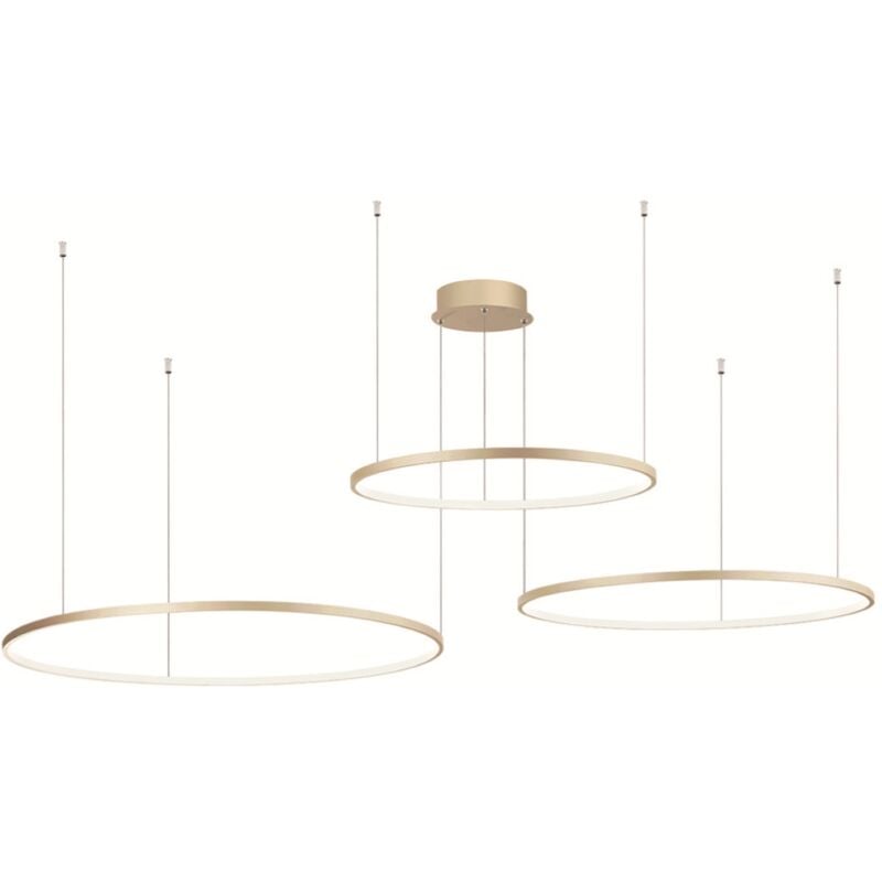 foto del prodotto ondaluce - lampada a sospensione a led soel 3 luci in metallo verniciato 200 cm oro