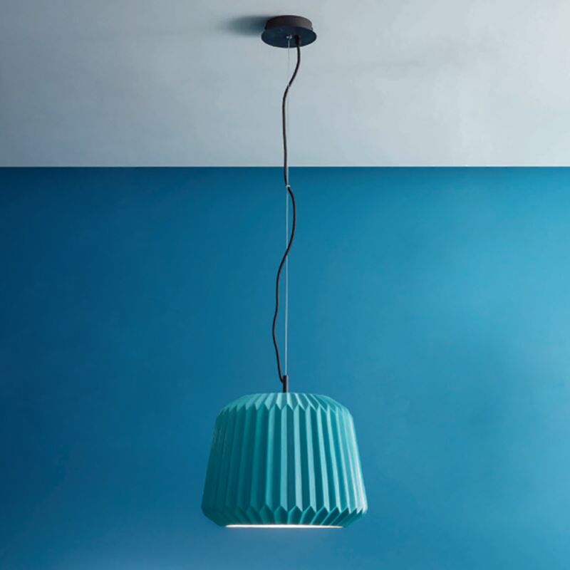 foto del prodotto ondaluce lampada a sospensione plumcake in ceramica d35 cm turchese
