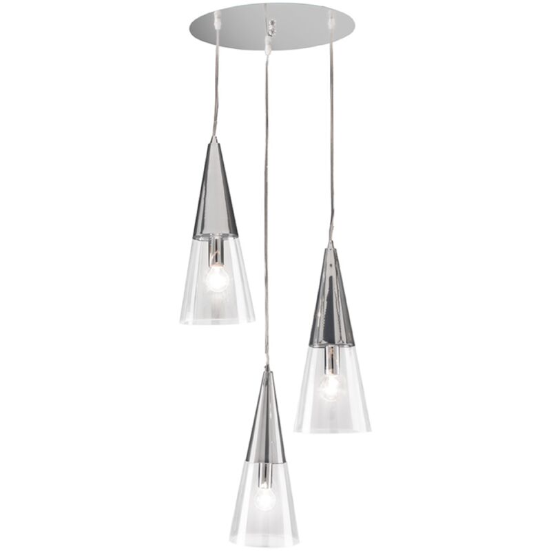 immagine 0 del prodotto ondaluce lampada a sospensione trento 35 cm con 3 diffusori in vetro soffiato cromo