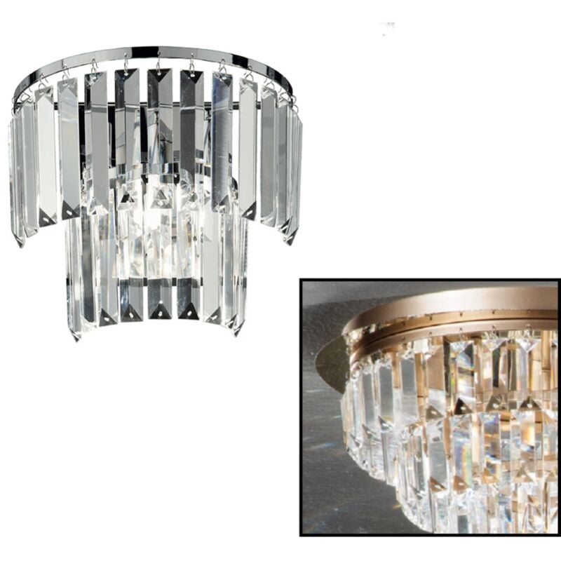 foto del prodotto ondaluce lampada applique in cristallo 25x15 cm 1 luce g9 castle oro