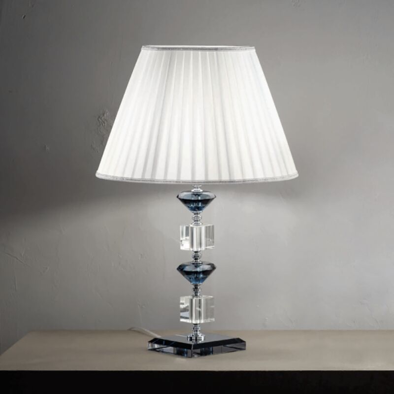 foto del prodotto ondaluce lampada da tavolo gala in vetro con dettagli in metallo ottanio 40x66 cm