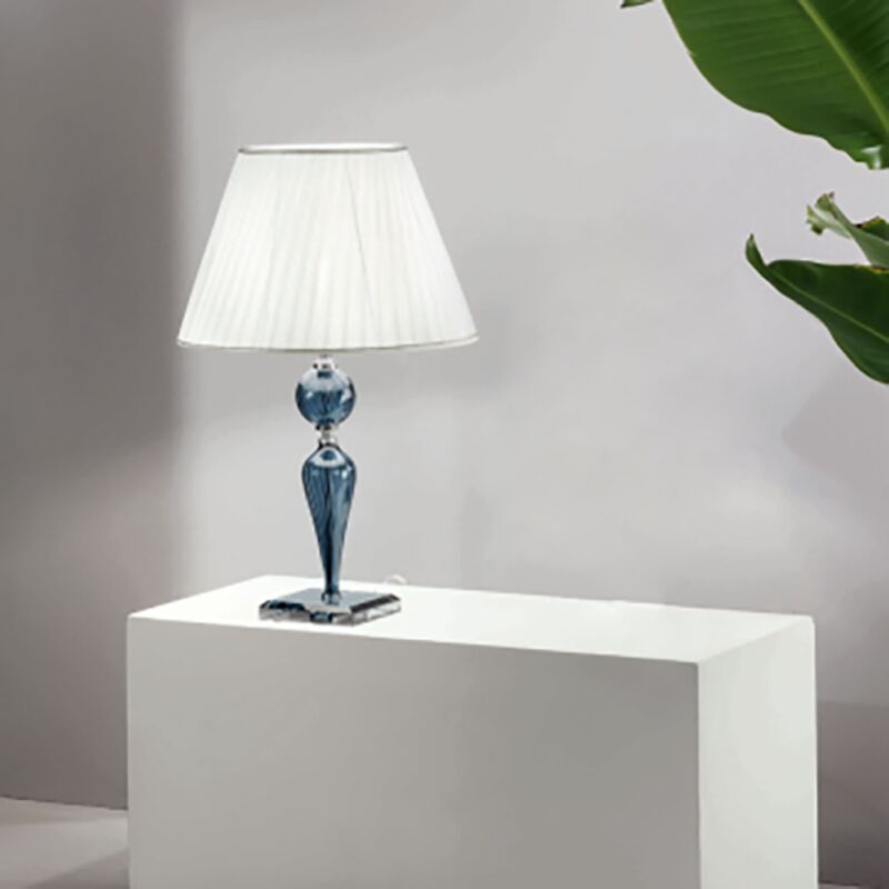 foto del prodotto ondaluce lampada da tavolo villa in vetro lavorato a mano ottanio 40x66 cm