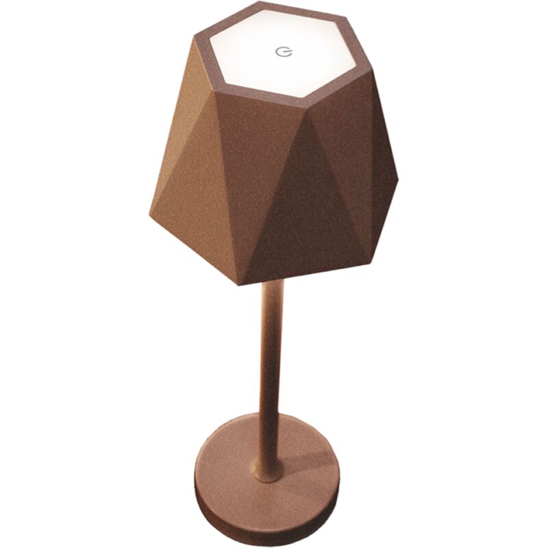 foto del prodotto ondaluce lampada tavolo led 12x38 cm ricaricabile usb touch senza fili fiji corten