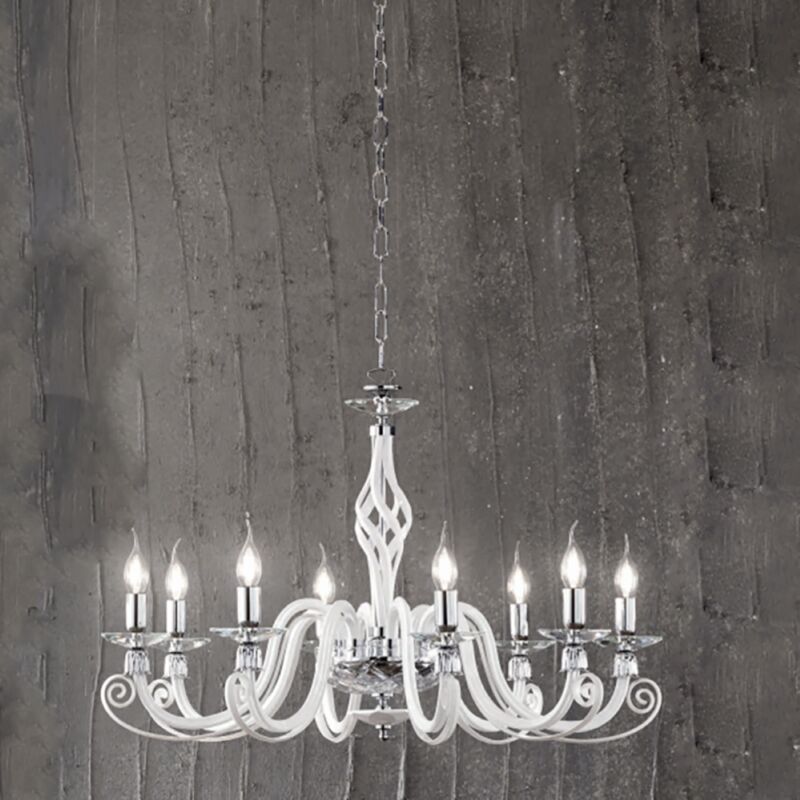 foto del prodotto ondaluce lampadario a sospensione 1306 in vetro soffiato lavorato a mano 8 luci d84 cm bianco