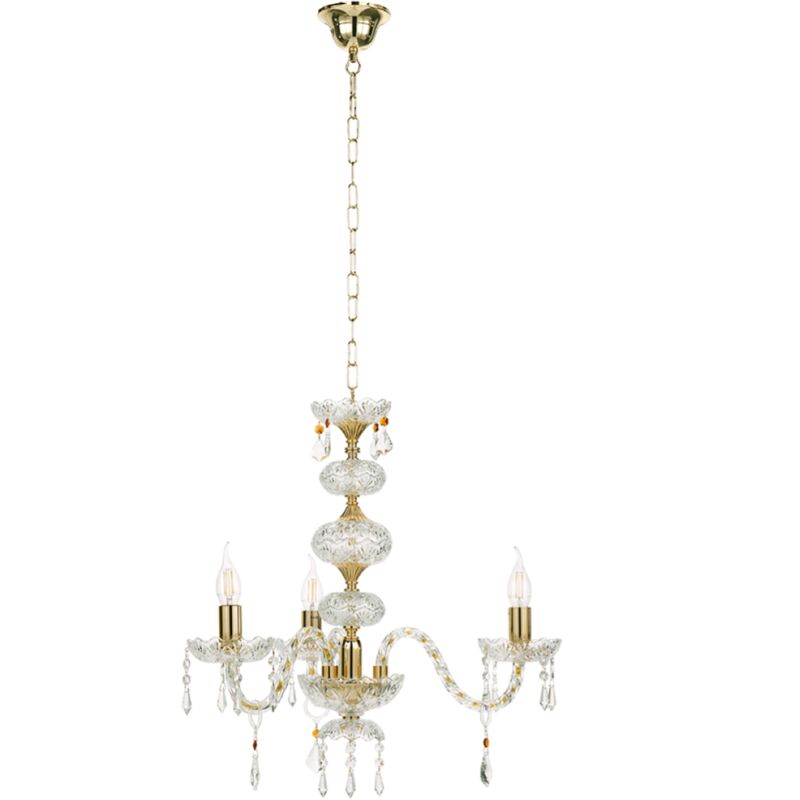 foto del prodotto ondaluce lampadario sospeso dallas in cristallo d65 cm con finiture oro da 3 luci
