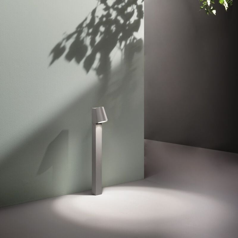 foto del prodotto ondaluce paletto owen per esterni led in alluminio silver e diffusore in vetro h61 cm