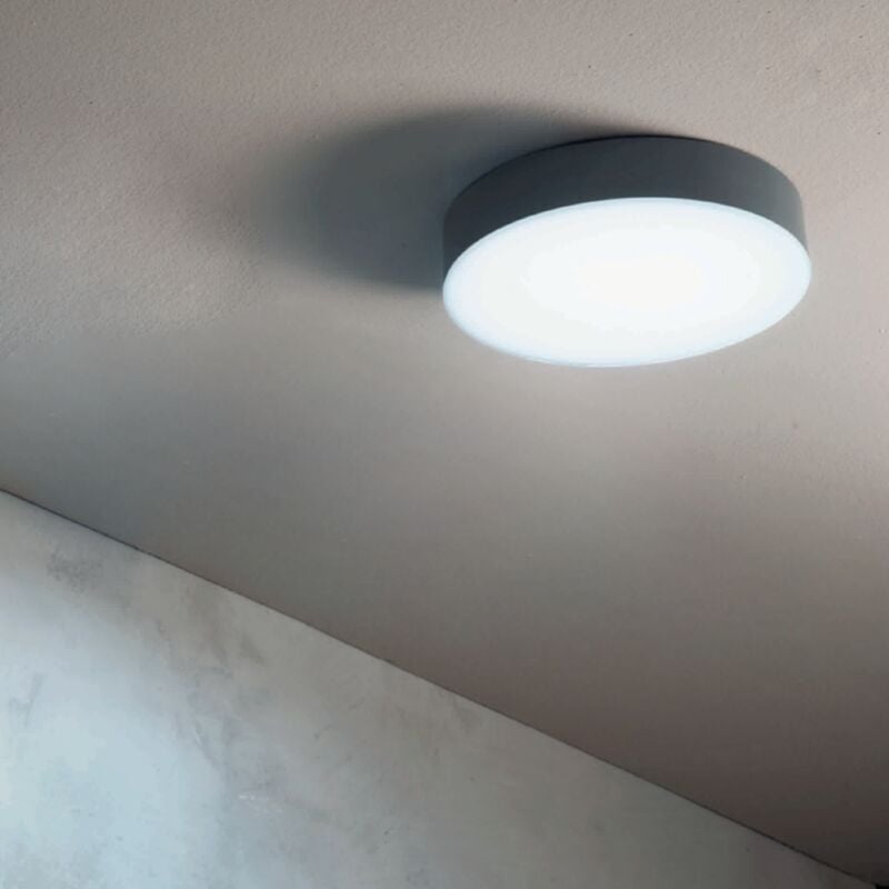 foto del prodotto ondaluce plafoniera led per esterni nilo in abs antracite d32 cm