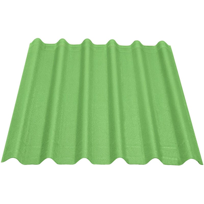 foto del prodotto onduline lastra da copertura . dimensioni 100 x 82 cm. colore verde intense.