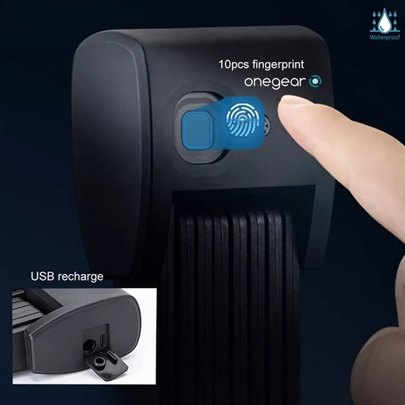 foto del prodotto onegear tesya 980s antifurto intelligente pieghevole 6.5mm apertura da app fingerprint ip67
