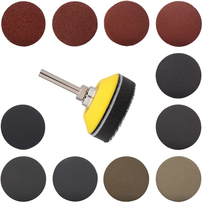 foto del prodotto onestkit 110 dischi abrasivi abrasivi per trapano 50 mm carta vetrata 11 grana 80 120 180 240 400 600 800 1200 2000 3000 5000 1 vassoio 1