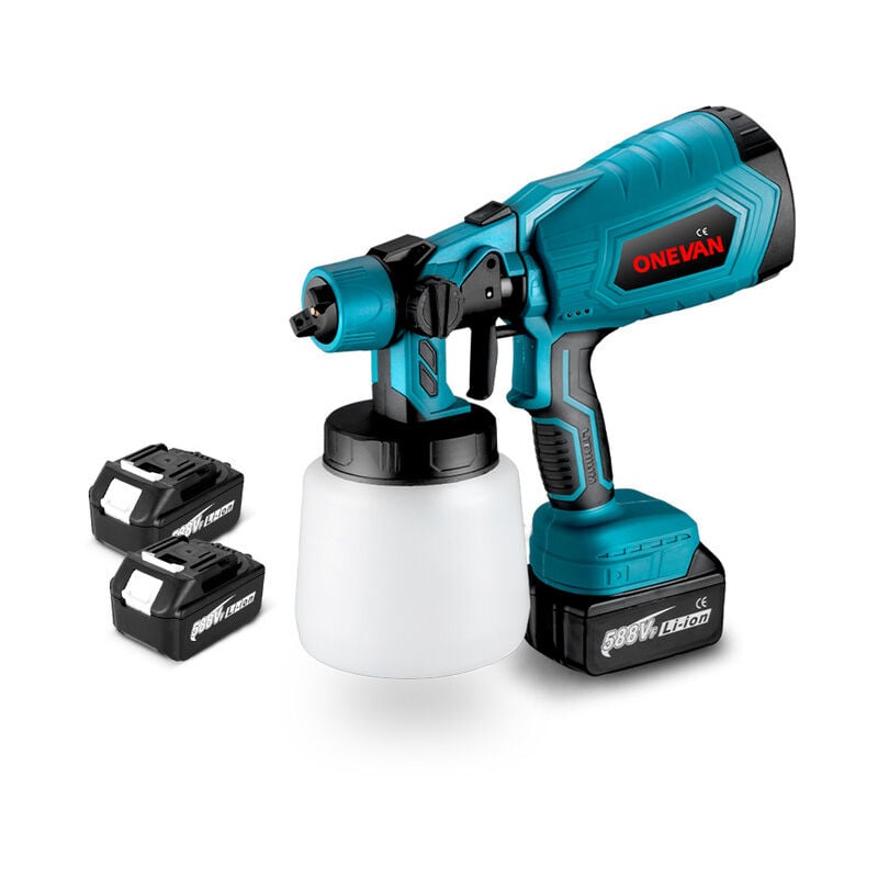 foto del prodotto onevan 1000ml pistola a spruzzo elettrica cordless spruzzatore di vernice ricaricabile mobili per auto utensili elettrici in acciaio per makita 18v