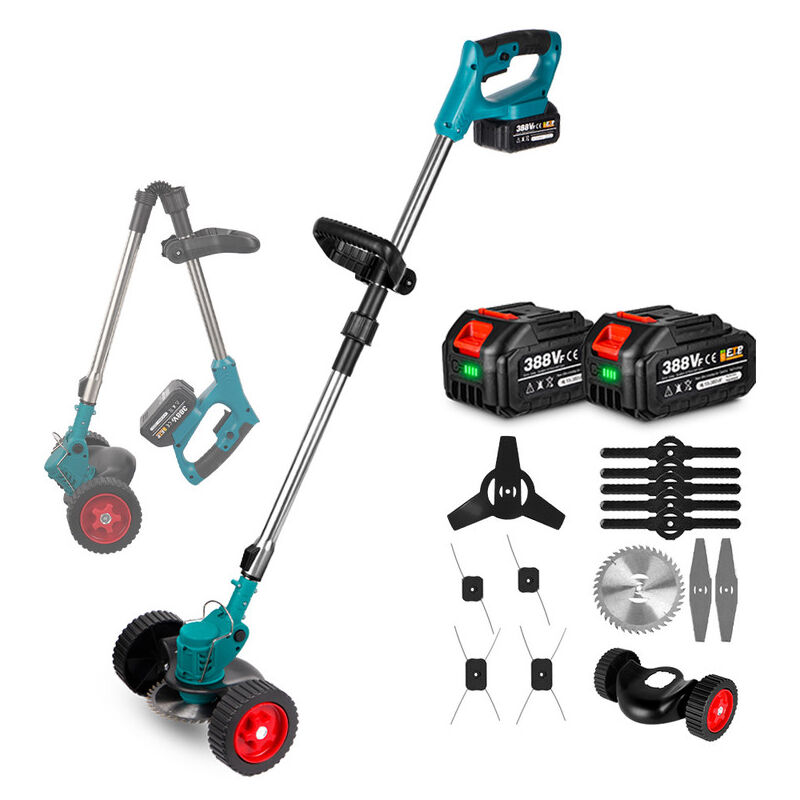 foto del prodotto onevan 1500w 12000prm tosaerba elettrica cordless tagliaerba lunghezza regolabile taglierina pieghevole attrezzi da giardino per makita 18v batteria