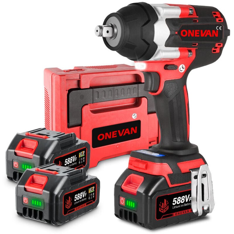 foto del prodotto onevan 1800nm avvitatore a impulsi trapano a batteria con 2 batterie cassetta degli attrezzi
