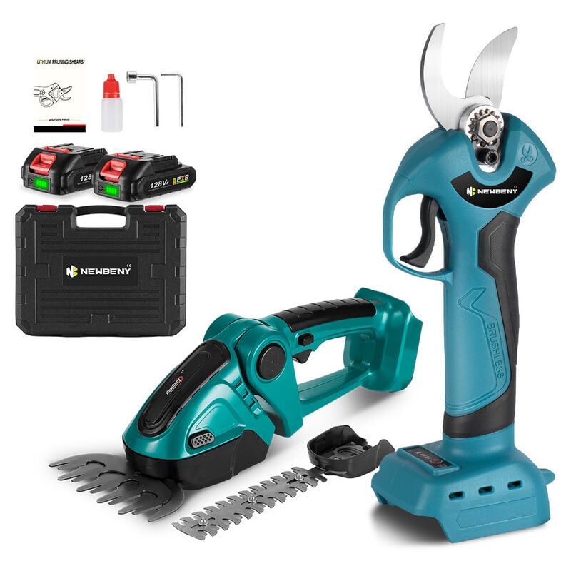 foto del prodotto onevan 2 pezzi 45 mm forbici da potatura elettriche 2 in 1 tagliasiepi elettrico a batteria con 2 batterie