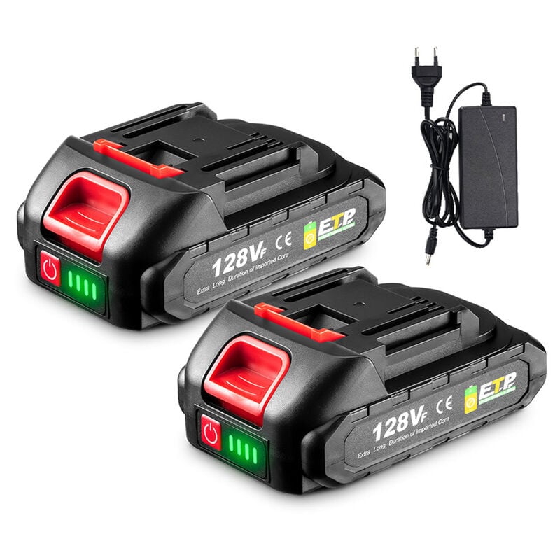 foto del prodotto onevan 2xbatteria 128 vf, batteria sostituita al litio con display led per la batteria makita 18v serie b con indicatore della batteria