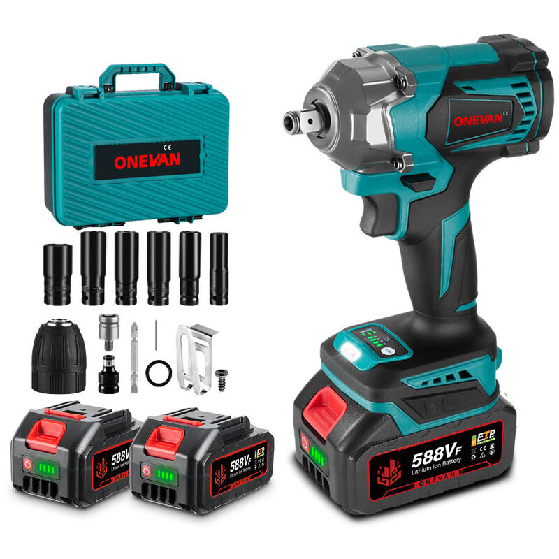 foto del prodotto onevan 700nm avvitatore a percussione chiavi a impulsi con 2 batterie 12 accessorio cassetta degli attrezzi