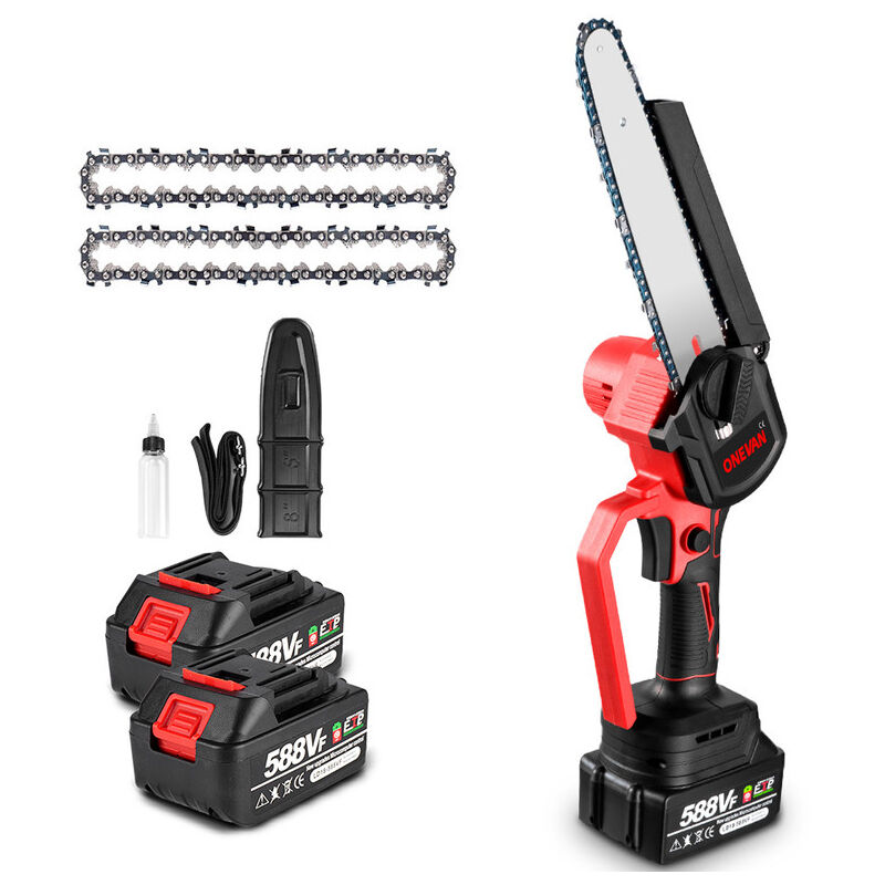 foto del prodotto onevan 8 pollicisenza 30cm spazzole motosega elettrica con 2 batteria 1 caricabatterie 2 catena