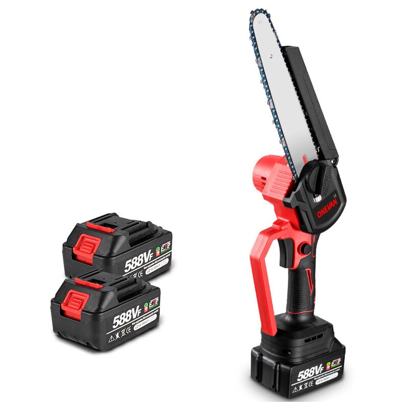 foto del prodotto onevan 8 pollicisenza 30cm spazzole motosega elettrica con 2 batterie 3 accessorio