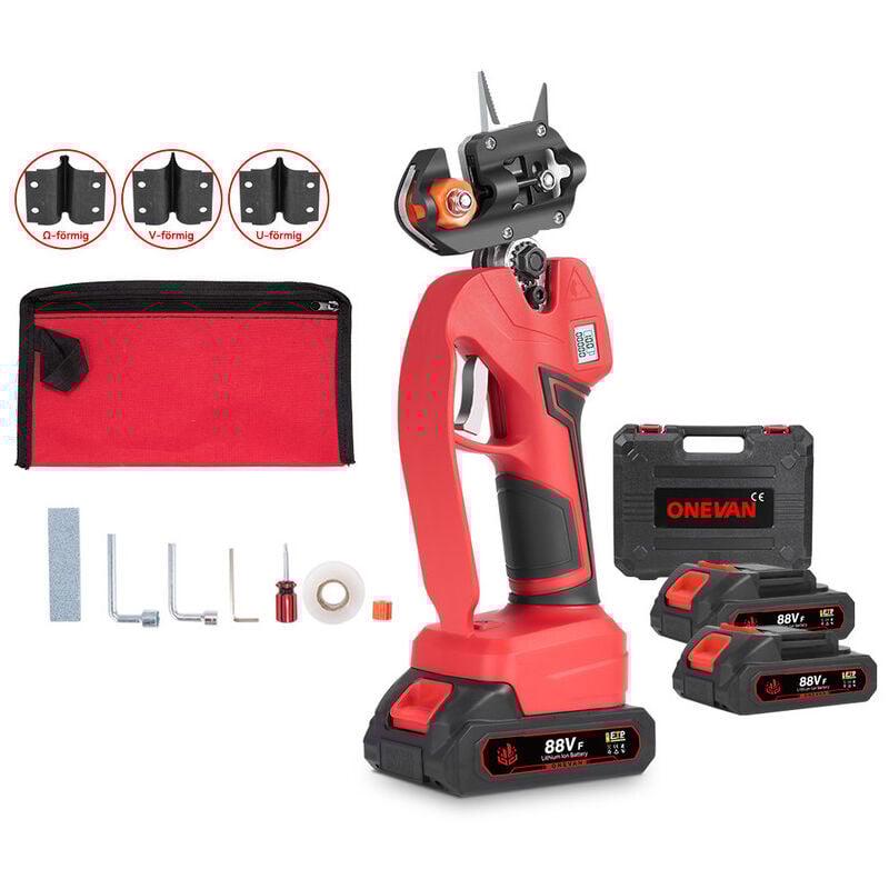 foto del prodotto onevan forbici da innesto e potatura elettriche professionali 2 in 1, 2 batterie da 2,0 ah, diametro di taglio 25 cm, diametro di innesto 15 mm,