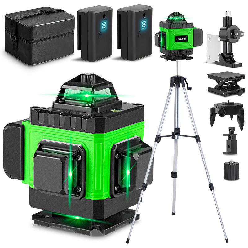 foto del prodotto onevan livella laser 4 x 360 , strumento di livellamento incrociato autolivellante 4d 16 linee laser con 2 batterie treppiede da 1,2 m 25 m
