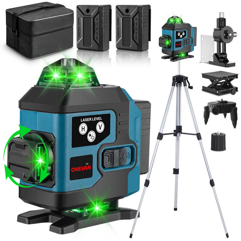 foto del prodotto onevan livello laser autolivellante, strumento per piastrelle a linee incrociate con raggio verde bluetooth, 360 orizzontale verticale, con 2